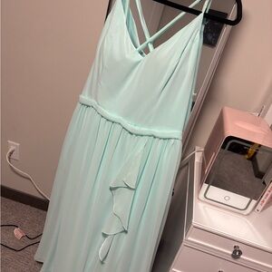 Mori Lee Mint Green/ Tiffany Blue Ruffled Embellished Sundress
